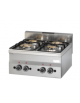 Cucina a gas professionale 4 fuochi da banco - fuochi 2x3,3 kW + 2x3,6 kW - cm 60x60x28h