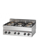 Cucina a gas professionale 5 fuochi da banco - fuochi 2x2,8 kW + 3x3,3 kW - cm 90x60x28h