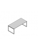 Scrivania lineare direzionale con gambe chiuse ad anello bianche o grigie - piano in legno melaminico - CM 180X80X73H