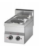 Cucina elettrica da banco - POTENZIATA TRIFASE - 2 piastre tonde da 2 kw - cm 30x60x28h