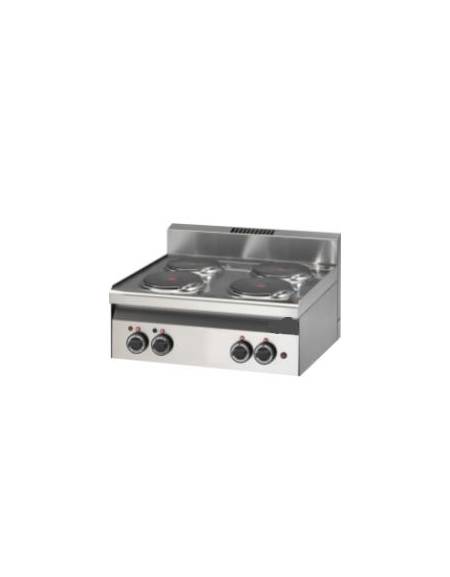 Cucina elettrica da banco - POTENZIATA TRIFASE - 4 piastre tonde da 2 kw - cm 60x60x28h