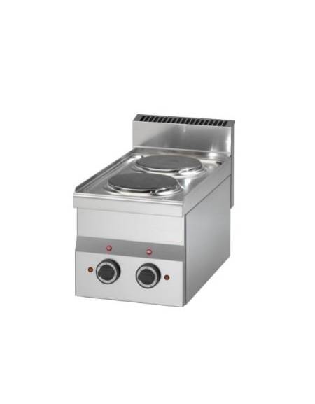 Cucina elettrica da banco - POTENZIATA MONOFASE - 2 piastre tonde da 2 kw - cm 30x60x28h