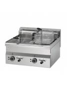 Friggitrice elettrica da banco 2 vasche da 10+10 lt. - POTENZIATA TRIFASE KW 9+9 - cm 60x60x28h