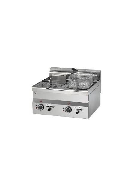 Friggitrice elettrica da banco 2 vasca da 10+10 lt. - POTENZIATA TRIFASE - cm 60x60x28h Friggitrice elettrica da banco 2 vasca da 10+10 lt. - POTENZIATA TRIFASE - cm 60x60x28h