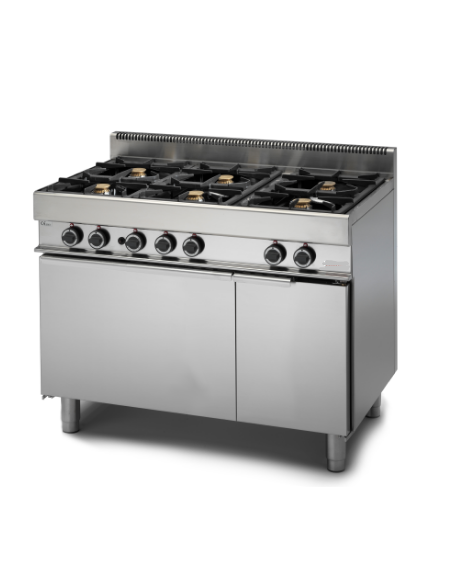Cucina a gas 6 fuochi con forno a gas e vano neutro - fuochi 3x3,6 kW + 3x5 kW - cm 110x65x85h Cucina a gas 6 fuochi con forno a gas e vano neutro - fuochi 3x3,6 kW + 3x5 kW - cm 110x65x85h