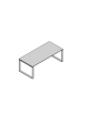 Scrivania lineare con gambe ad anello colore alluminio o bianco- piano in legno melaminico - cm 200x90x74h