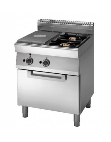 Cucina a gas 2 fuochi + tuttapiastra, con forno a gas - potenza totale 19,7 Kw - cm 70x70x85h