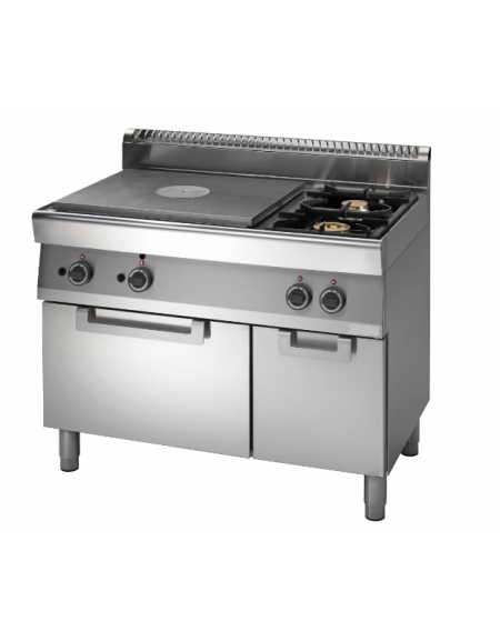 Cucina a gas 2 fuochi + tuttapiastra, con forno a gas e armadio neutro - potenza totale 22,4 Kw - cm 110x70x85h