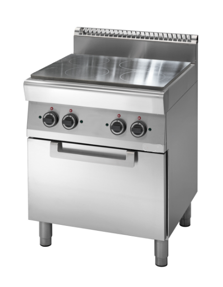 Tuttapiastra elettrico con forno elettrico - zone cottura in ghisa 4x2,5 kw - cm 80x70x85h