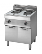 Friggitrice elettrica 2 vasche capacità 10+10 lt.su armadio chiuso - POTENZIATA 9+9 Kw - cm 70x70x85h