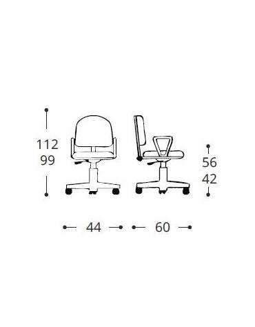 Sedia operativa con schienale alto cm 44x60x99/112h
