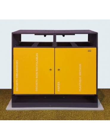 Cestino per raccolta differenziata a 2 settori da Lt 30x2, in acciaio zincato e verniciato, con copertura - cm 62x31x97,3h