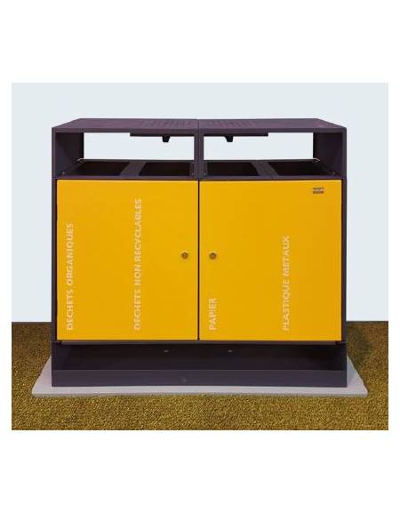 Cestino per raccolta differenziata a 2 settori da Lt 30x2, in acciaio zincato e verniciato, con copertura - cm 62x31x97,3h