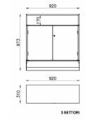 Cestino per raccolta differenziata a 3 settori, in acciaio zincato e veniciato, con copertura - cm 138x31x93h