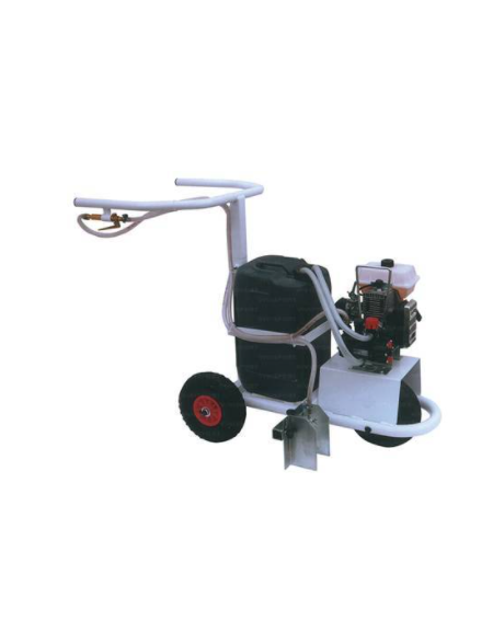 Carrello segnacampo a vernice ecologica a motore, struttura in acciaio verniciato, con 3 ruote. Carrello segnacampo a vernice ecologica a motore, struttura in acciaio verniciato, con 3 ruote.