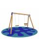 Altalena in legno per bambini 2 posti - N° 1 Sedile piano e N° 1 Sedile Orsetto - adatta per diversamente abili - cm 155x345x225