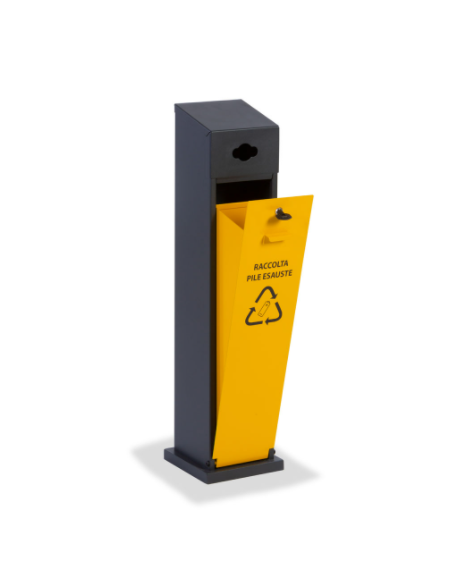 Cestino per la raccolta differenziata per pile esauste, in lamiera zincata - da tassellare - cm 24x24x99h