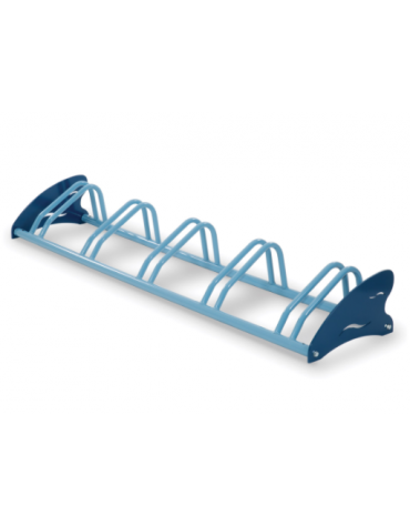 Portabici da pavimento a 5 posti in metallo con fianchi in colore BLU - cm 200x40x20h