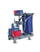 Carrello multiuso pulizie in polipropilene con due secchi da 15 Lt cadauno con strizzatore e 2 secchi da Lt 6 cad