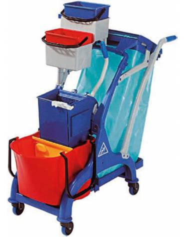 Carrello pulizia con strizzatore e secchio 28lt, struttura in plastica. porta secchi in plastica. Cm 107x56x111h