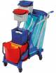 Carrello pulizia con strizzatore e secchio 28lt, struttura in plastica. porta secchi in plastica - Cm 107x56x111h
