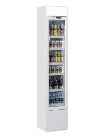 Espositore vetrina bevande refrigerata stretta piccola Lt. 105 con cassetto luminoso - Temperatura +1°/+9°C cm 36x42x188h