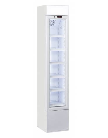Espositore vetrina bevande refrigerata stretta piccola Lt. 105 con cassetto luminoso - Temperatura +1°/+9°C cm 36x42x188h