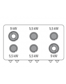 Cucina a gas 6 fuochi, forno a gas Full size con grill elettrico, fuochi 4x5,5kw + 2x9kw - cam. forno cm 92,5x63x30 - cm 120x90x