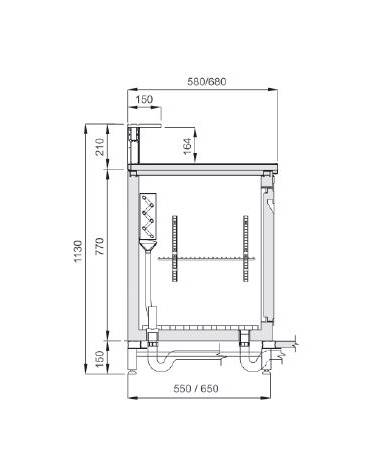 Banco bar refrigerato 4 sportelli motore interno da cm. 350