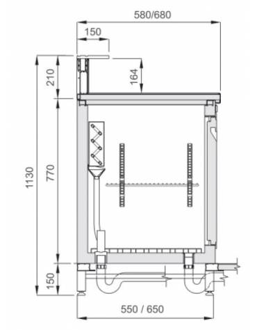 Banco bar refrigerato 4 sportelli motore interno da cm. 300