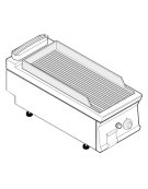 Fry top a gas da banco, 8 kw, piastra rigata cromata con finitura spazzolata - zona di cottura cm 34,9x69,8 - cm 40x90x28h