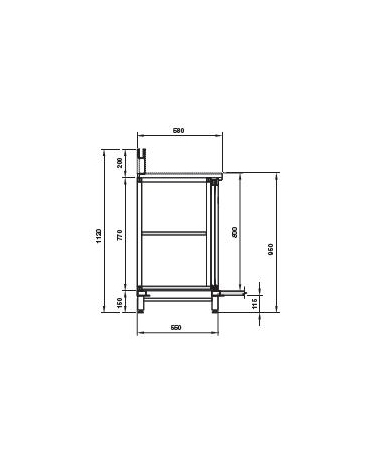 Top in acciaio inox per retrobanco da cm. 100