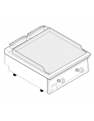 Fry top a gas da banco, 16 kw, piastra doppia liscia cromata spazzolata - zona di cottura cm 74,9x69,8 - cm 80x90x28h