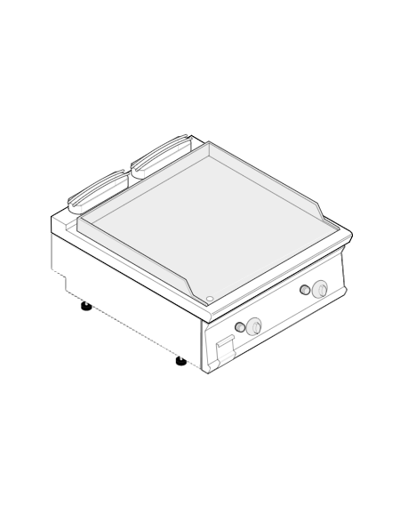 Fry top a gas da banco, 16 kw, piastra doppia liscia cromata spazzolata - zona di cottura cm 74,9x69,8 - cm 80x90x28h