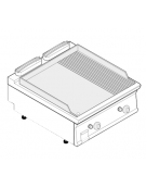 Fry top a gas da banco, 16 kw, piastra 2/3 liscia e 1/3 rigata cromata spazzolata - zona di cottura cm 74,9x69,8 - cm 80x90x28h