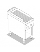 Fry top a gas su vano aperto, 8 kw, piastra singola rigata cromata spazzolata - zona di cottura cm 34,9x69,8 - cm 40x90x90h