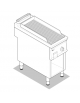 Fry top a gas su vano aperto, 8 kw, piastra singola rigata cromata spazzolata - zona di cottura cm 34,9x69,8 - cm 40x90x90h