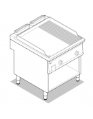 Fry-Top a gas su vano aperto, 2/3 liscio+1/3 rigato cromato spazzolato - zona cottura cm 74,9x69,8 - potenza Kw 16 - cm 80x90x90