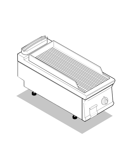 Fry top elettrico da banco, 6 kw, piastra singola rigata cromata spazzolata - zona di cottura cm 34,9x69,8 - cm 40x90x28h