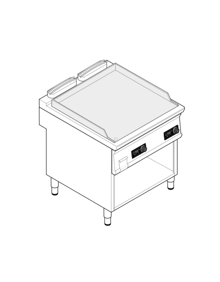 Fry top elettrico trifase-12kw su vano aperto, piastra liscia doppia cromata spazzolata - controllo elettronico - cm 80x90x90h