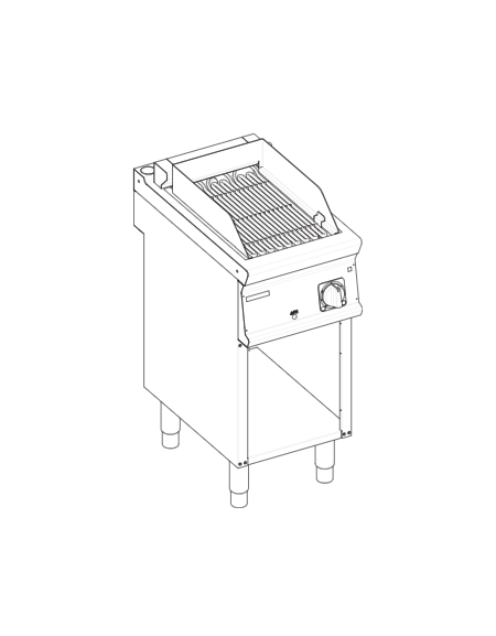 Griglia elettrica a contatto con acqua su vano aperto, superficie di cottura cm 27,6x64 - potenza 5,4 Kw - cm 40x90x90h