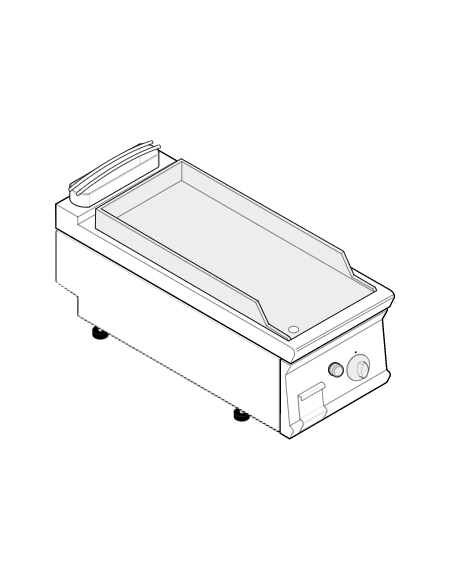 Fry top a gas da banco, 7 kw, piastra liscia cromata con finitura spazzolata - zona di cottura cm 35,3x56,4 - cm 40x70x28h