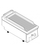 Fry top a gas da banco, 7 kw, piastra singola rigata cromata spazzolata - zona di cottura cm 35,3x56,4 - cm 40x70x28h