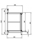 Top in acciaio inox per retrobanco da cm. 125