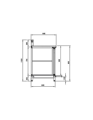 Top in acciaio inox per retrobanco da cm. 125