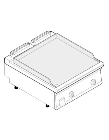 Fry top elettrico da banco, 7,8 kw, piastra doppia liscia cromata spazzolata - zona di cottura cm 74,8x56,4 - cm 80x70x28h