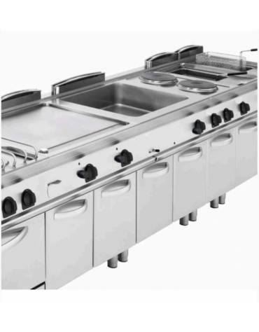 Fry top elettrico da banco, 7,8 kw, piastra 2/3 liscia e 1/3 rigata cromata spazzolata - cm 80x70x28h