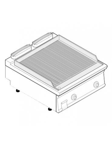 Fry top elettrico da banco, 7,8 kw, piastra doppia rigata cromata spazzolata - zona di cottura cm 74,8x56,4 - cm 80x70x28h