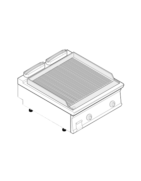 Fry top elettrico da banco, 7,8 kw, piastra doppia rigata cromata spazzolata - zona di cottura cm 74,8x56,4 - cm 80x70x28h