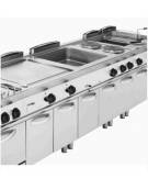 Fry top elettrico da banco, 7,8 kw, piastra doppia rigata cromata spazzolata - zona di cottura cm 74,8x56,4 - cm 80x70x28h